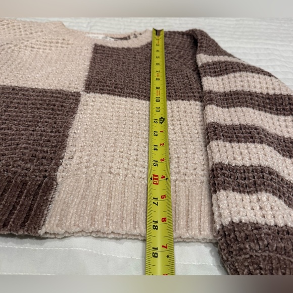 Altar’d State Colorblock Knit Cropped Sweater Cream and Brown Size XS - Picture 4 of 7